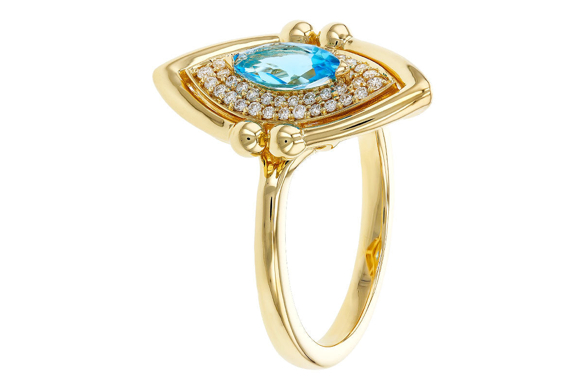 Allison Kaufman Blue Topaz & Diamond Ring in 14K Yellow Gold, 0.70 ctw, alternate view