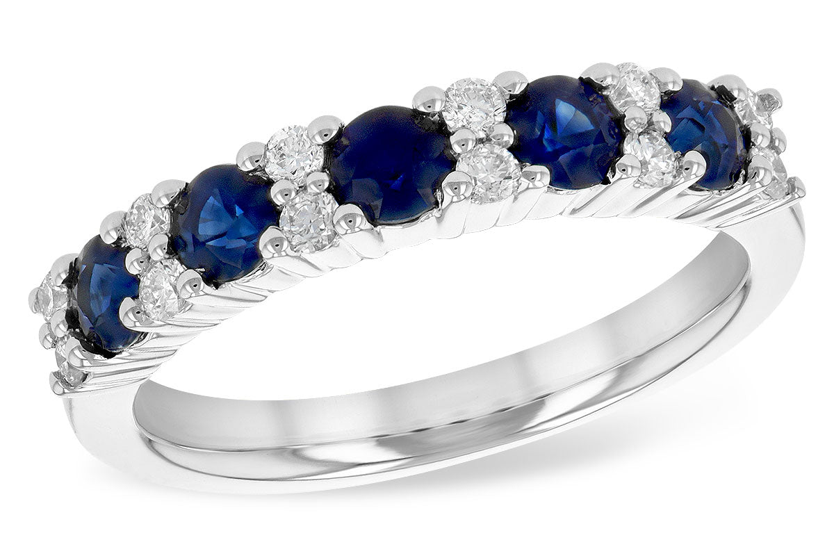 Allison Kaufman Sapphire & Diamond Wedding Band in 14K White Gold, 1.10 ctw (WR833-1)