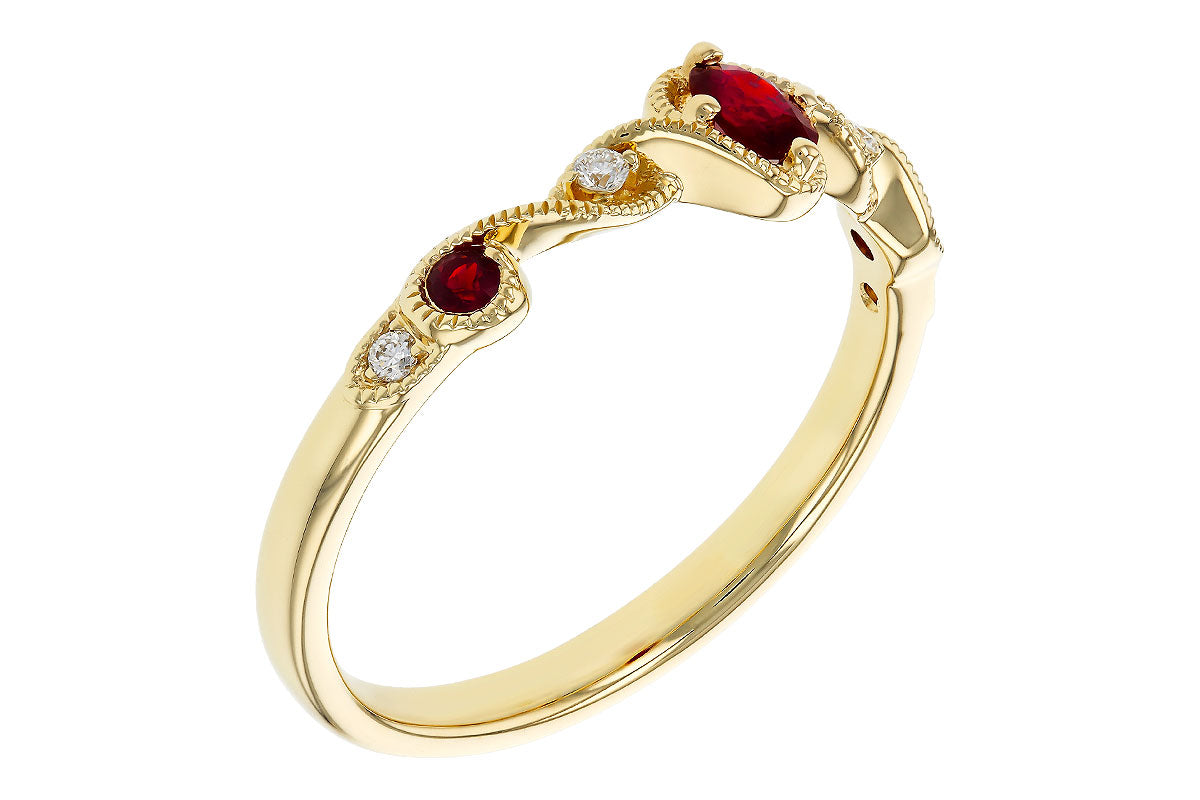 Allison Kaufman Ruby & Diamond Ring in 14K Yellow Gold, 0.31 ctw, alternate view