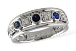 Allison Kaufman Sapphire & Diamond Wedding Band in 14K White Gold, 0.83 ctw (W2145)