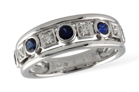 Allison Kaufman Sapphire & Diamond Wedding Band in 14K White Gold, 0.83 ctw (W2145)