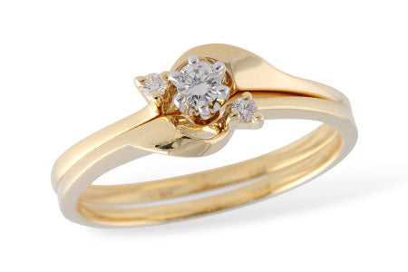 Allison Kaufman Diamond Bridal Set in 14K Yellow Gold, 0.10 ctw (S7360)