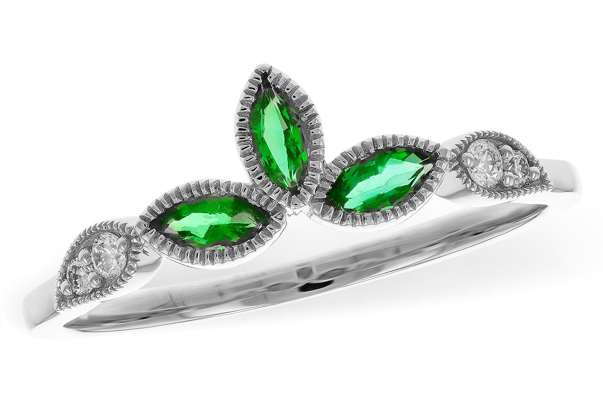 Allison Kaufman Emerald & Diamond Band Enhancer in 14K White Gold, 0.28 ctw