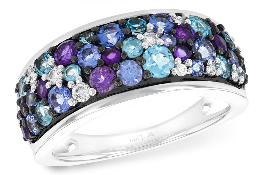 Allison Kaufman Multi-Gemstone & Diamond Ring in 14K White Gold, 1.74 ctw