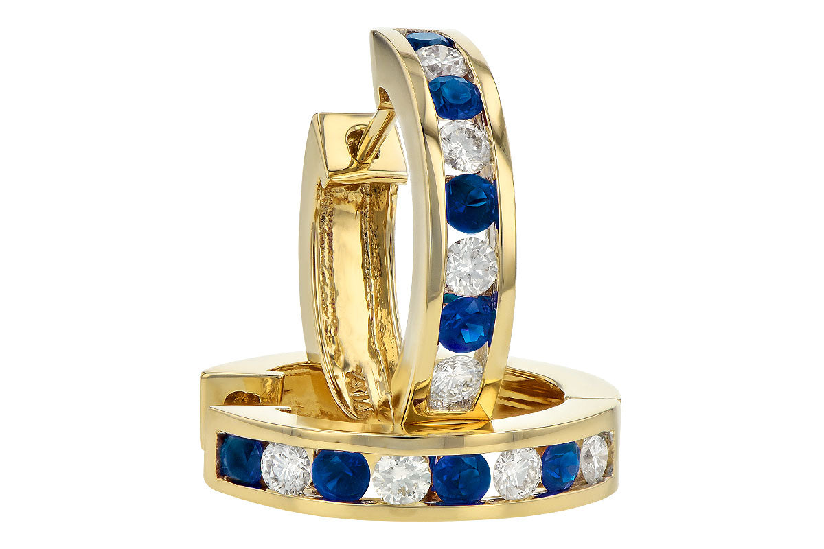 Allison Kaufman Sapphire & Diamond Earrings in 14K Yellow Gold, 1.02 ctw, alternate view