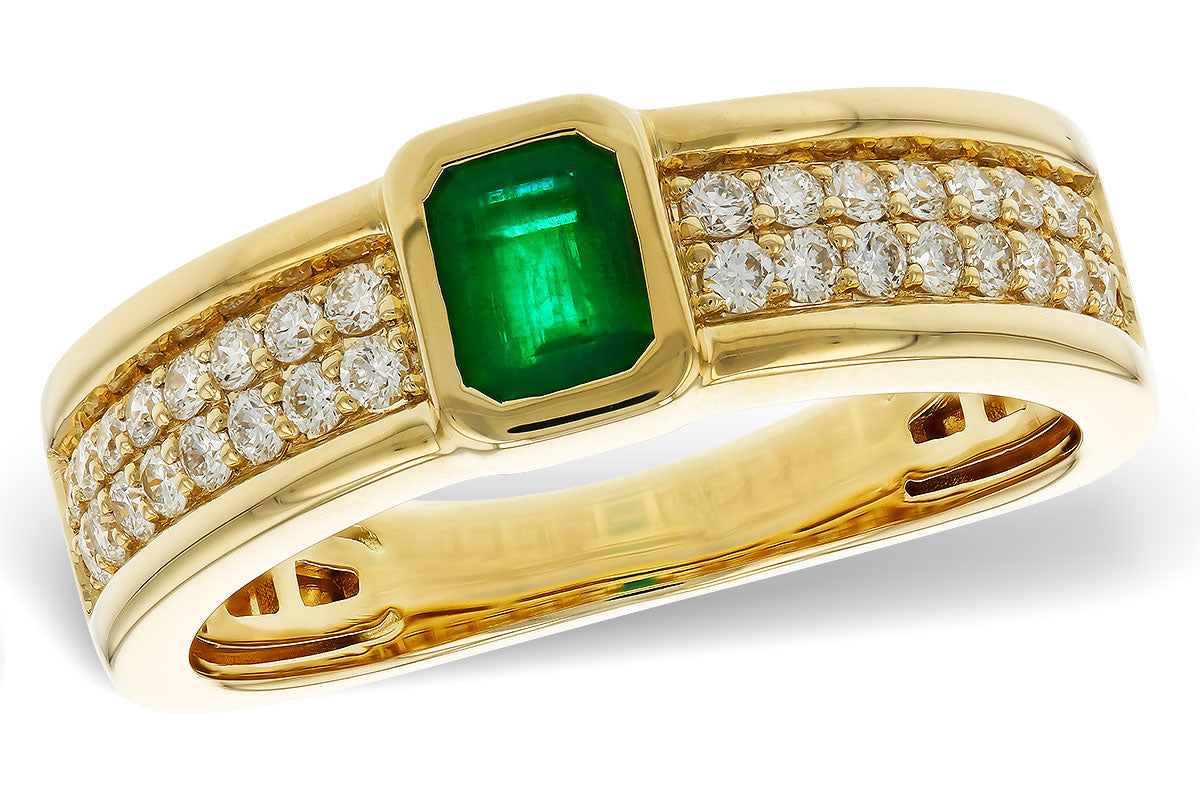 Allison Kaufman Emerald & Diamond Ring in 14K Yellow Gold, 0.75 ctw