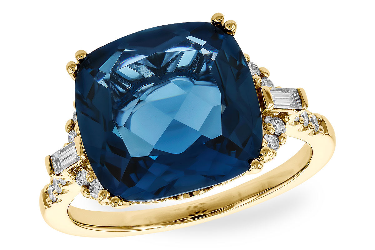 Allison Kaufman London Blue Topaz & Diamond Ring in 14K Yellow Gold, 9.25 ctw