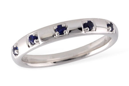 Allison Kaufman Sapphire Wedding Band in 14K White Gold, 0.15 ctw