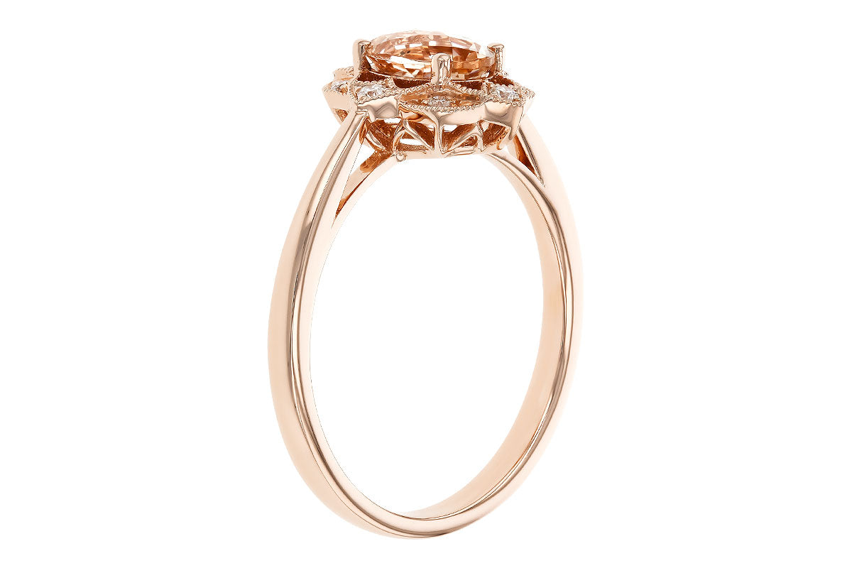 Allison Kaufman Morganite & Diamond Ring in 14K Rose Gold, 0.70 ctw, alternate view