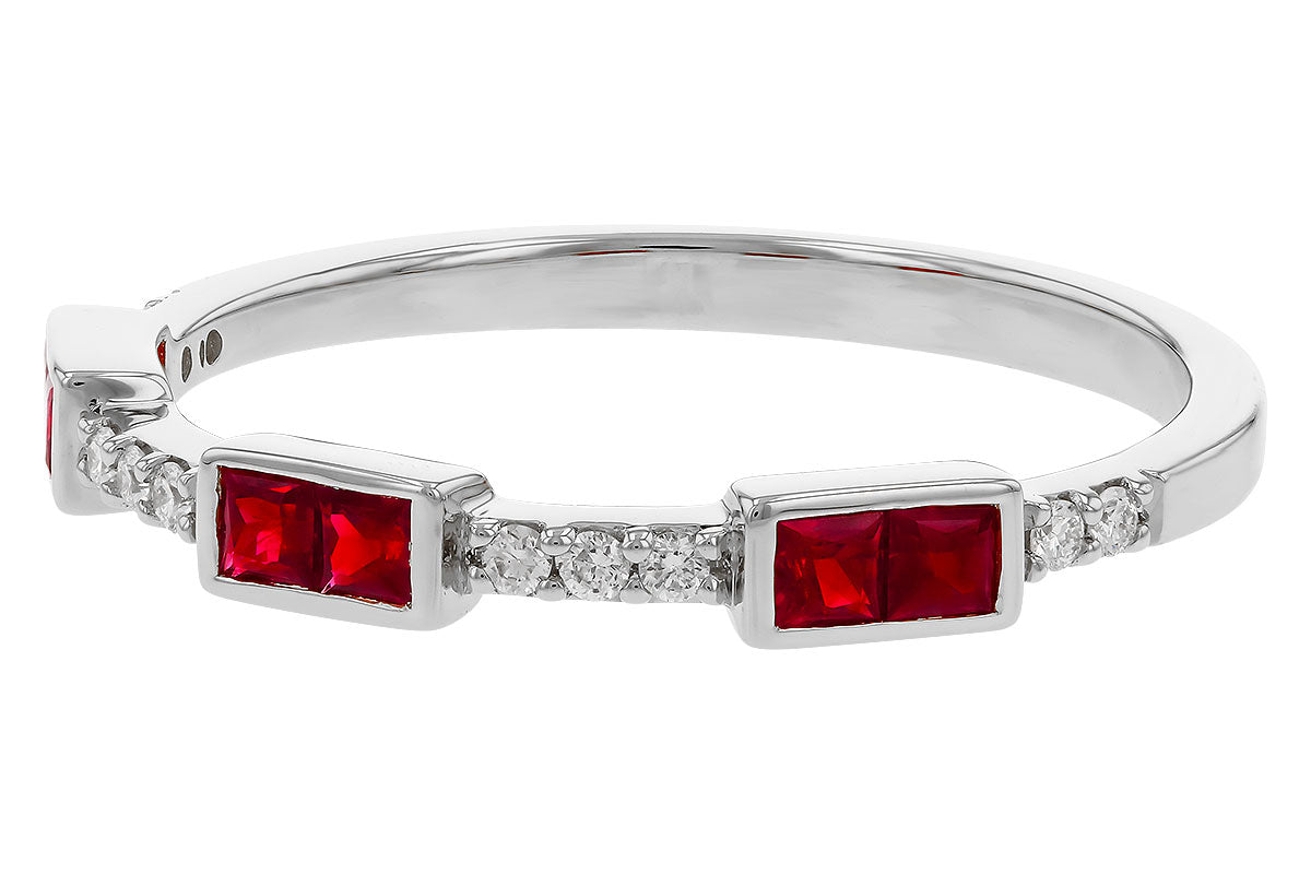 Allison Kaufman Ruby & Diamond Wedding Band in 14K White Gold, 0.41 ctw, alternate view
