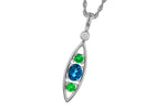 Allison Kaufman London Blue Topaz, Green Garnet & Diamond Necklace in 14K White Gold, 0.58 ctw