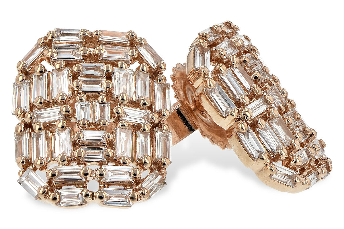 Allison Kaufman Baguette Diamond Earrings in 14K Rose Gold, 0.75 ctw