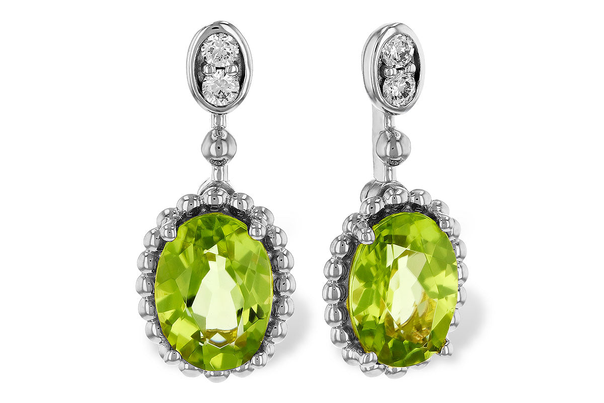 Allison Kaufman Peridot & Diamond Earrings in 14K White Gold, 1.42 ctw