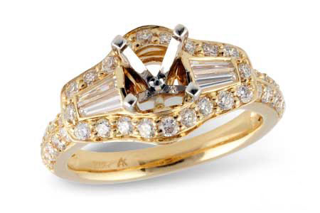Allison Kaufman Diamond Engagement Ring Semi-Mount in 14K Yellow Gold, 0.72 ctw (L7230)