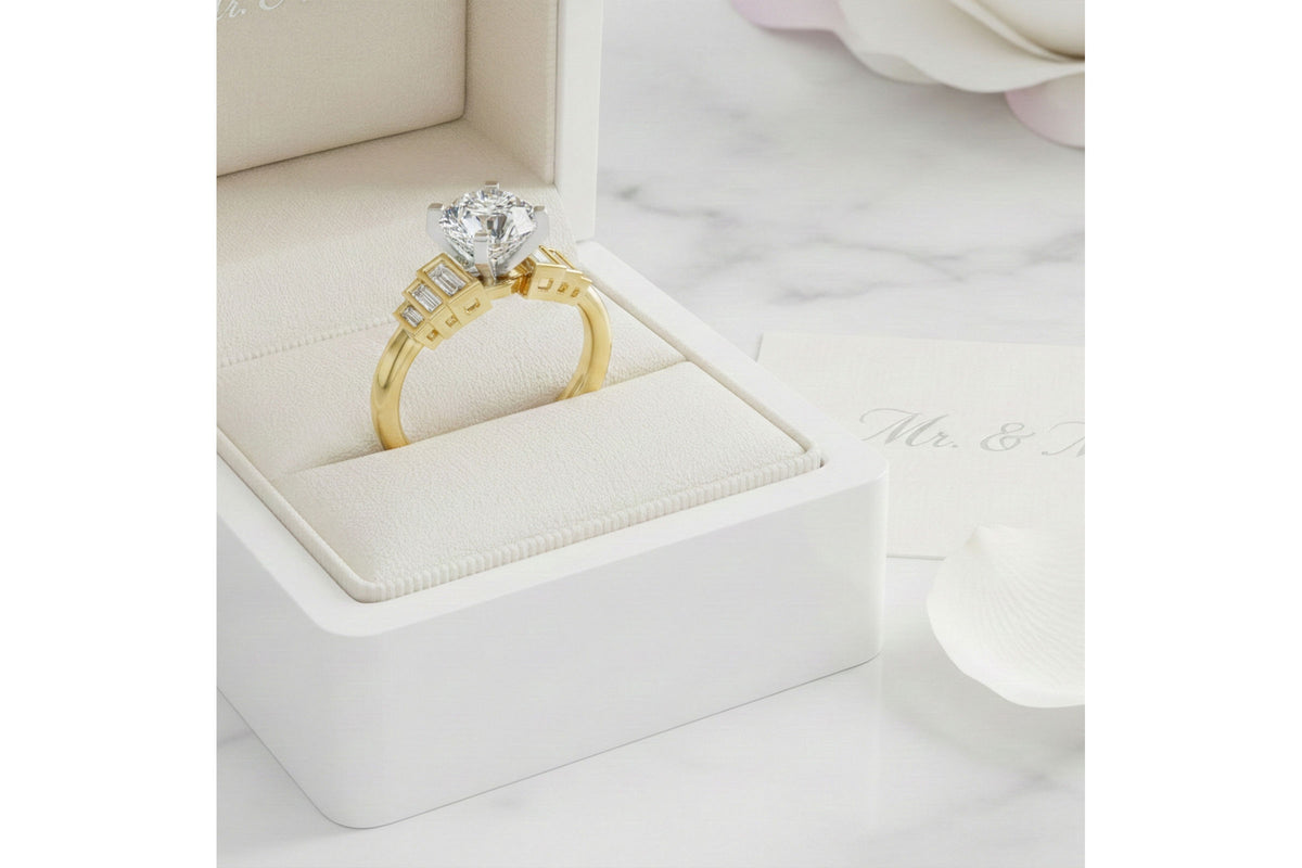 Allison Kaufman Baguette Diamond Engagement Ring Semi-Mount in 14K White Gold, 0.26 ctw, alternate view