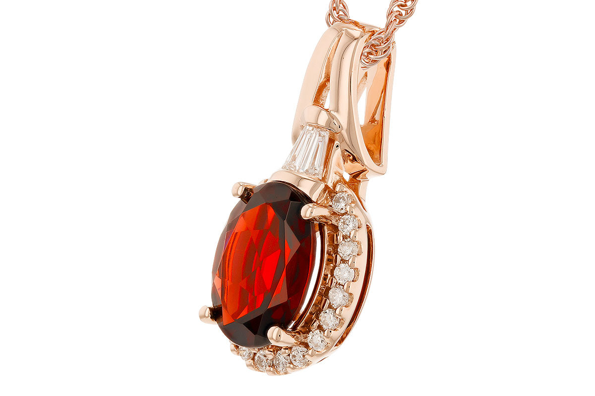 Allison Kaufman Garnet & Diamond Necklace in 14K Rose Gold, 2.02 ctw, alternate view