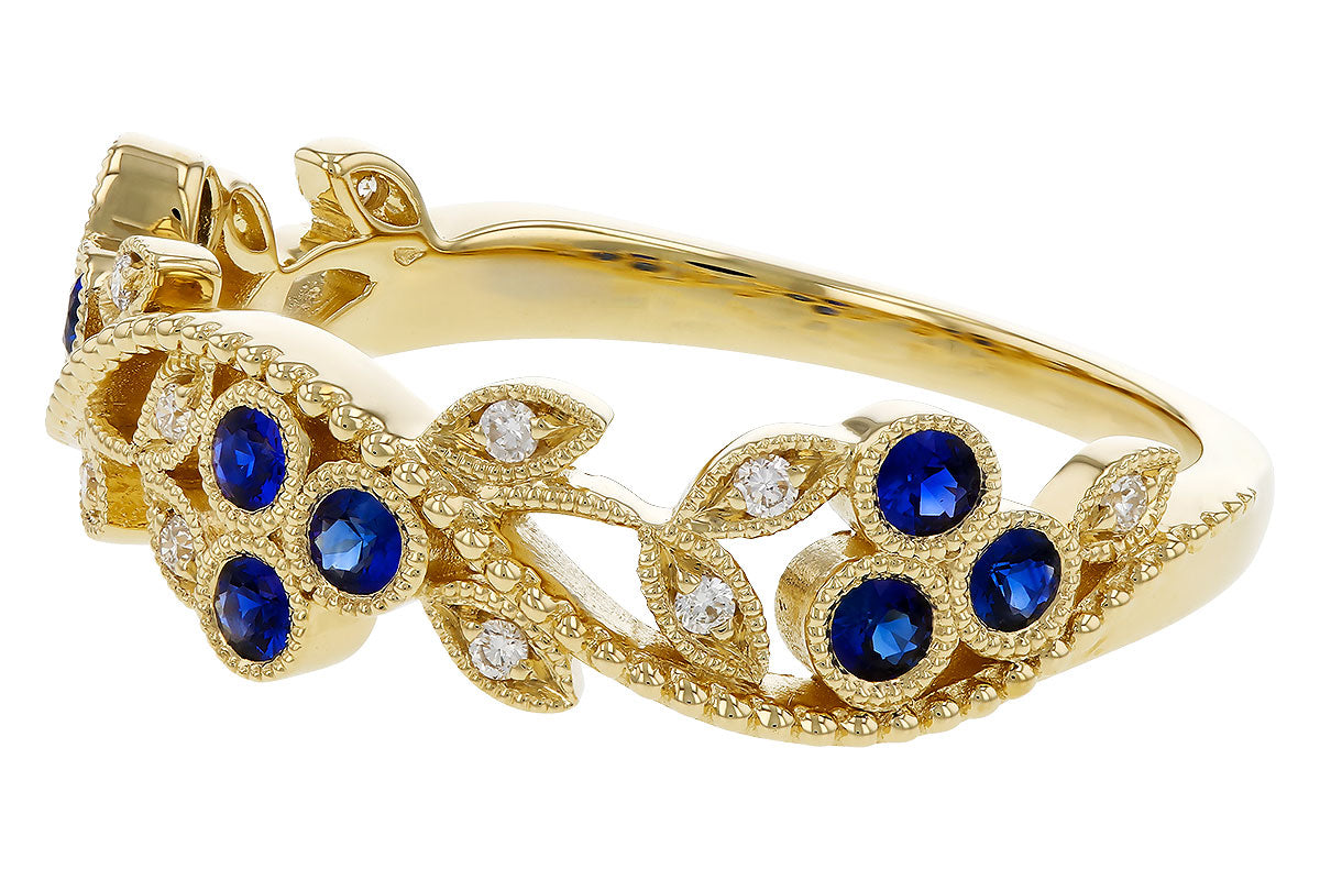 Allison Kaufman Sapphire & Diamond Wedding Band in 14K Yellow Gold, 0.29 ctw (W2698), alternate view