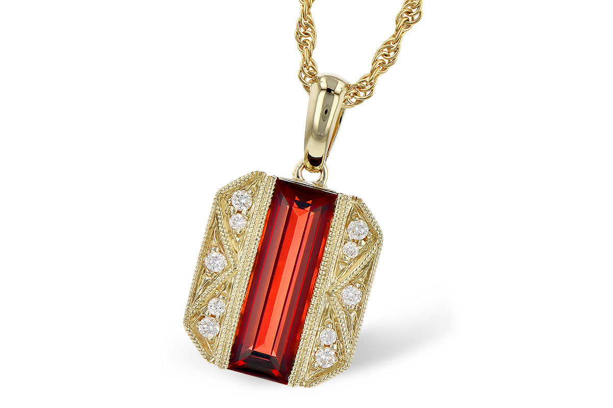 Allison Kaufman Garnet & Diamond Necklace in 14K Yellow Gold, 1.67 ctw