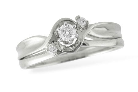 Allison Kaufman Diamond Bridal Set in 14K White Gold, 0.15 ctw