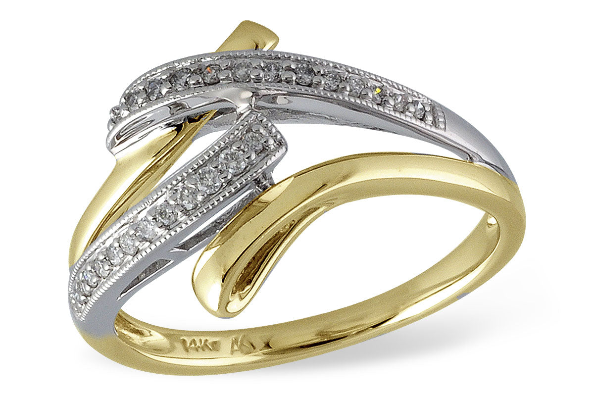 Allison Kaufman Diamond Ring in 14K Yellow & White Gold, 0.12 ctw
