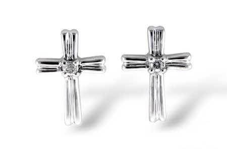 Allison Kaufman Diamond Earrings in 14K White Gold, 0.03 ctw (E1272)