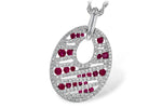 Allison Kaufman Ruby & Diamond Necklace in 14K White Gold, 1.12 ctw