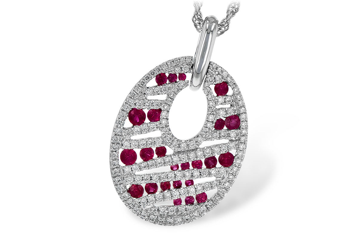 Allison Kaufman Ruby & Diamond Necklace in 14K White Gold, 1.12 ctw