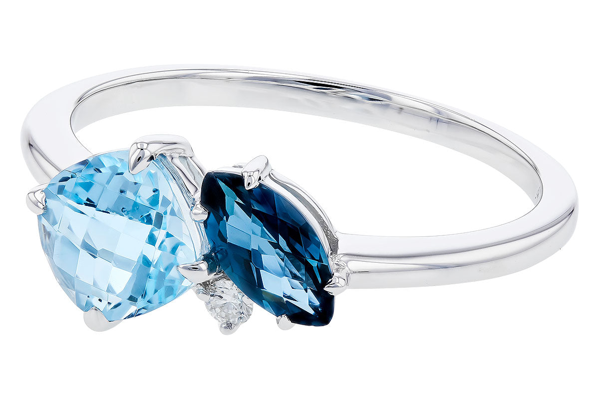Allison Kaufman Blue Topaz & Diamond Ring in 14K White Gold, 1.52 ctw (D5903), alternate view