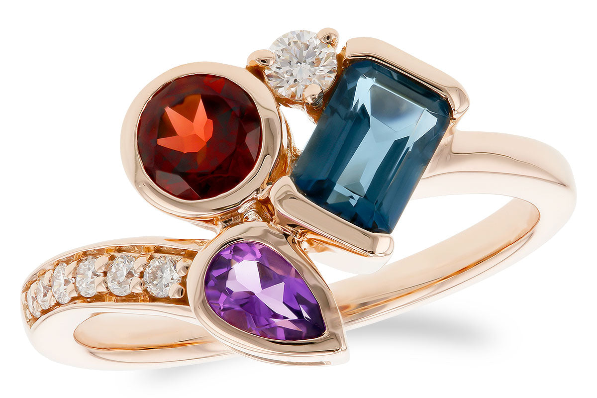 Allison Kaufman Multi-Gemstone & Diamond Ring in 14K Rose Gold, 1.30 ctw