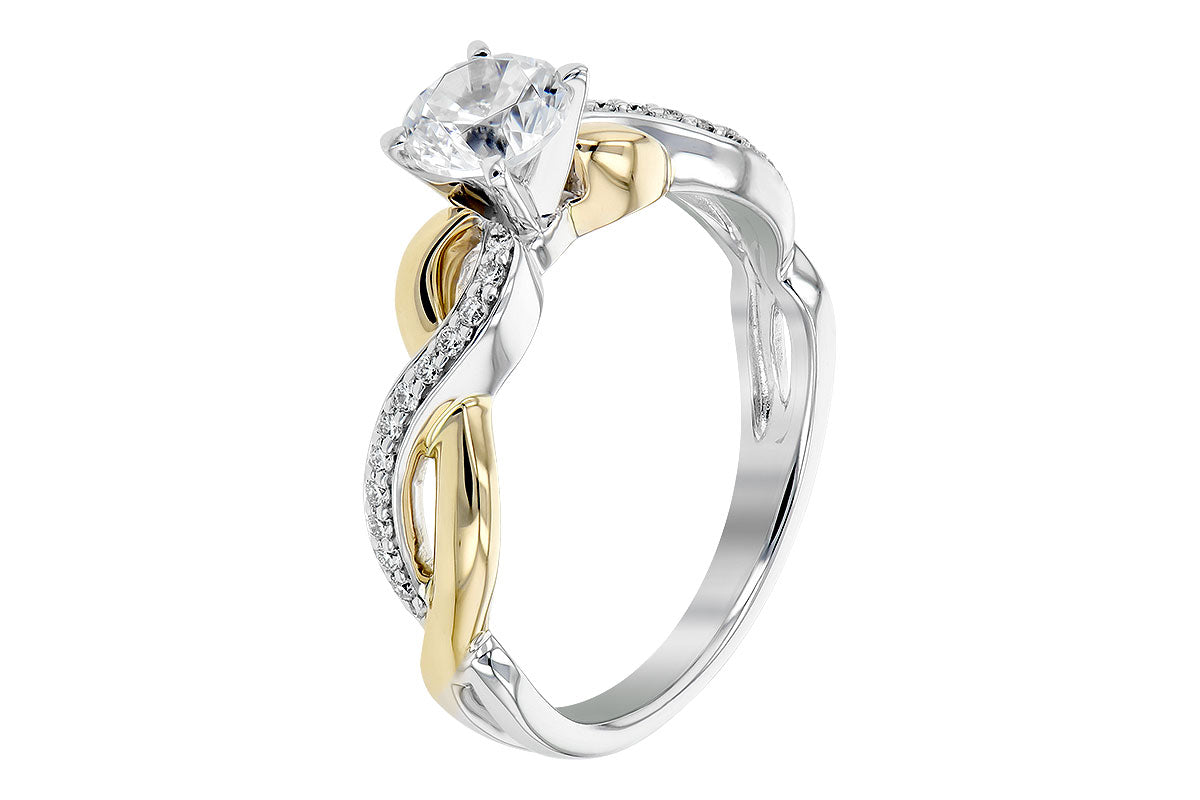 Allison Kaufman Diamond Engagement Ring Semi-Mount in 14K Yellow & White Gold, 0.09 ctw (L7540), alternate view