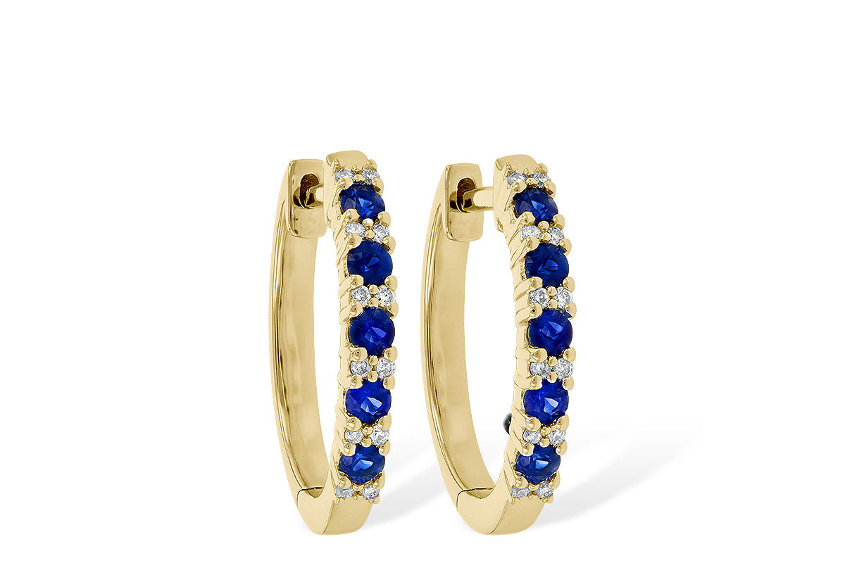 Allison Kaufman Sapphire & Diamond Earrings in 14K Yellow Gold, 0.55 ctw