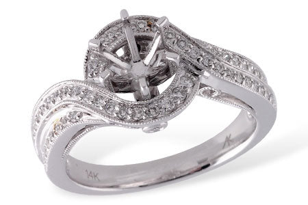 Allison Kaufman Diamond Engagement Ring Semi-Mount in 14K White Gold, 0.30 ctw (L7314)