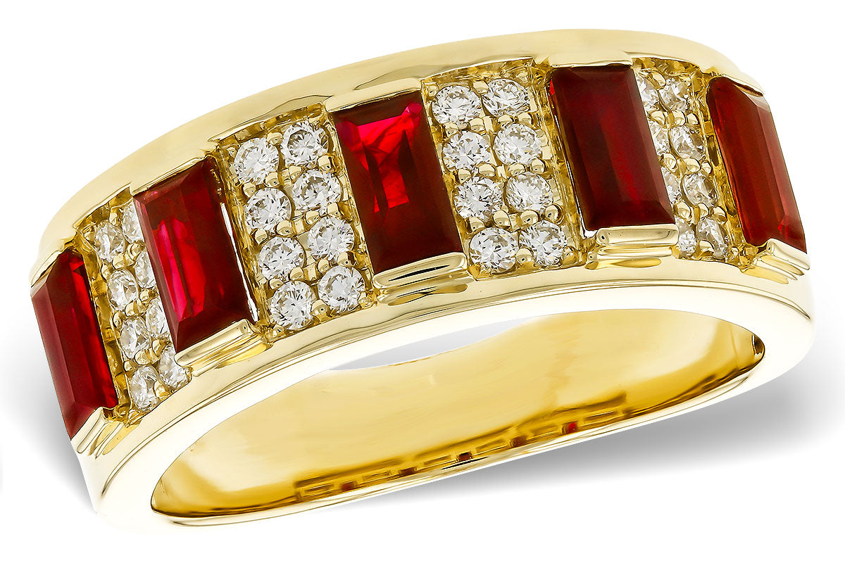 Allison Kaufman Ruby & Diamond Wedding Band in 14K Yellow Gold, 1.69 ctw