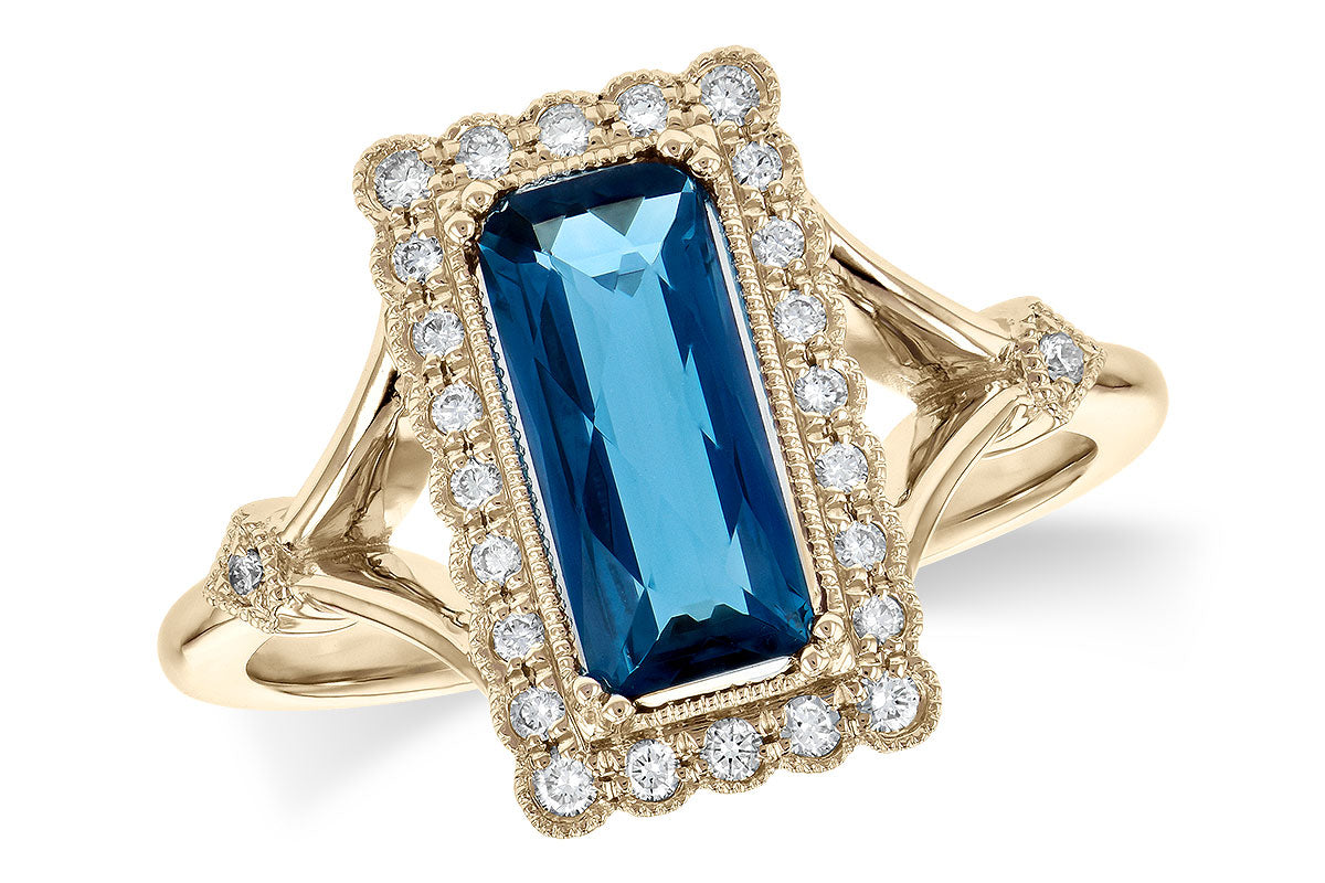 Allison Kaufman London Blue Topaz & Diamond Ring in 14K Yellow Gold, 1.75 ctw