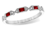 Allison Kaufman Ruby & Diamond Wedding Band in 14K White Gold, 0.14 ctw