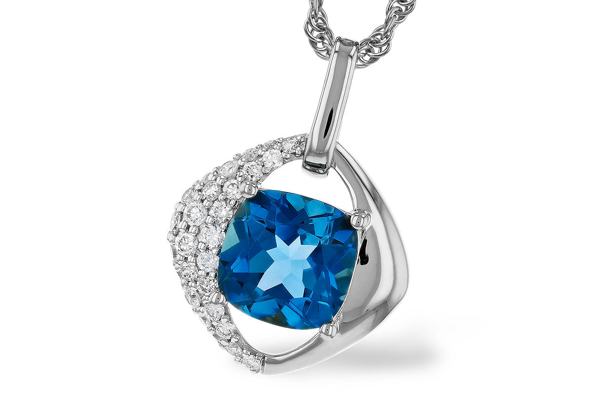Allison Kaufman London Blue Topaz & Diamond Necklace in 14K White Gold, 1.62 ctw