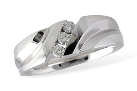 Allison Kaufman Diamond Men's Wedding Band in 14K White Gold, 0.20 ctw