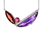 Allison Kaufman Multi-Gemstone & Diamond Necklace in 14K White Gold, 3.35 ctw, alternate view