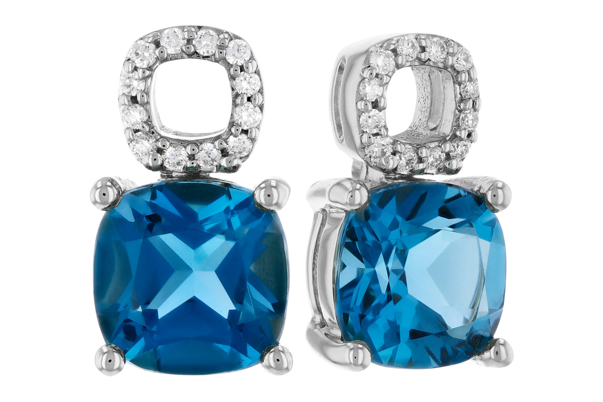 Allison Kaufman London Blue Topaz & Diamond Earrings in 14K White Gold, 1.98 ctw