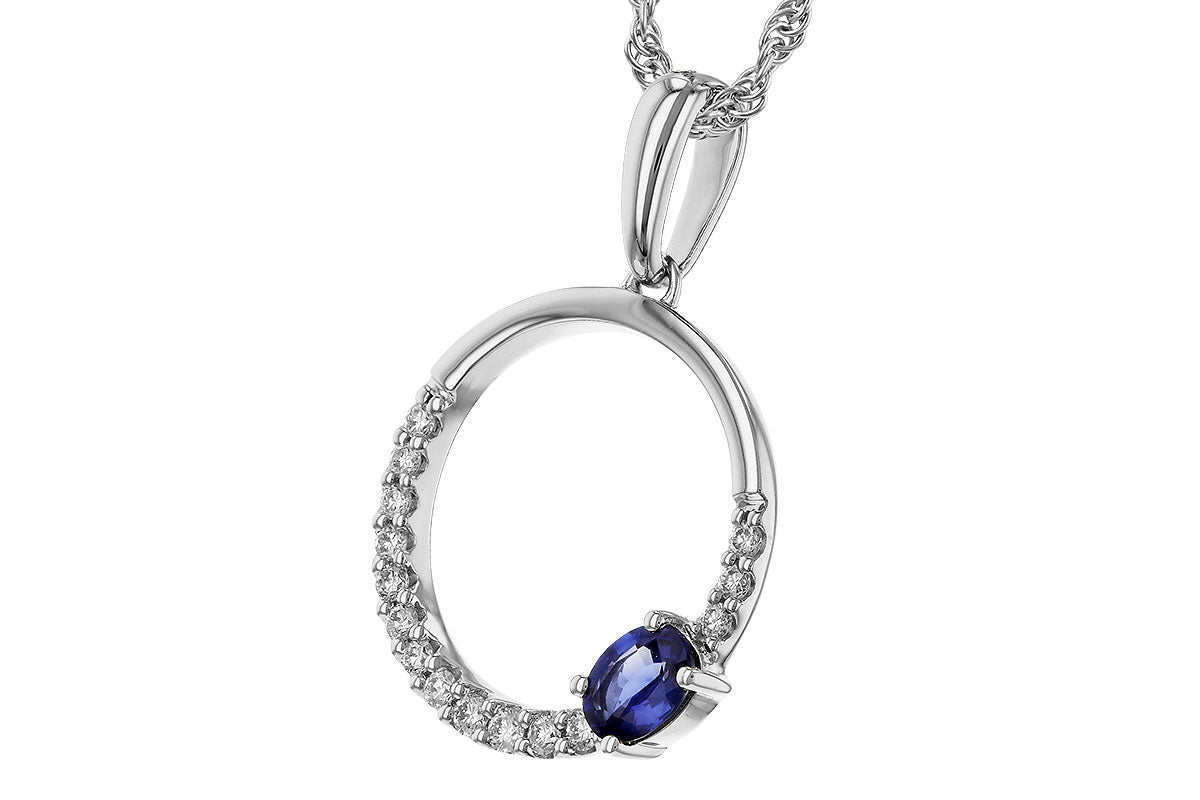 Allison Kaufman Sapphire & Diamond Necklace in 14K White Gold, 0.43 ctw, alternate view