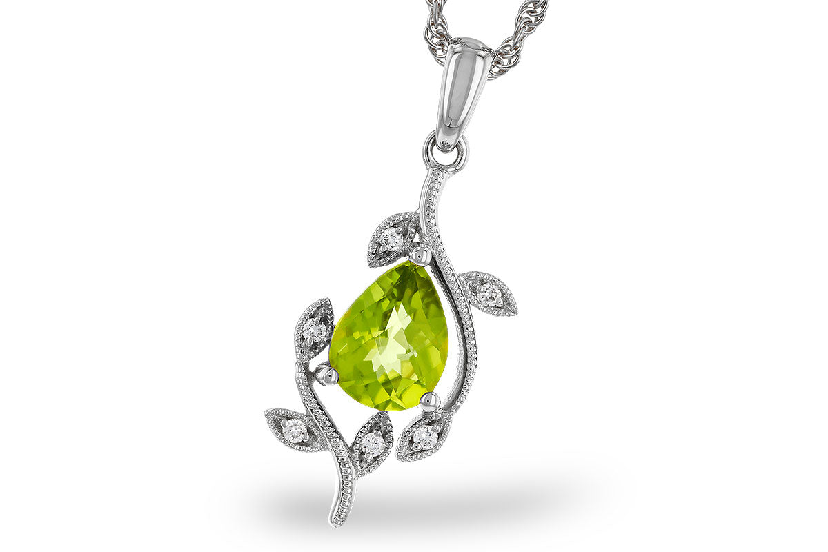 Allison Kaufman Peridot & Diamond Necklace in 14K White Gold, 1.21 ctw