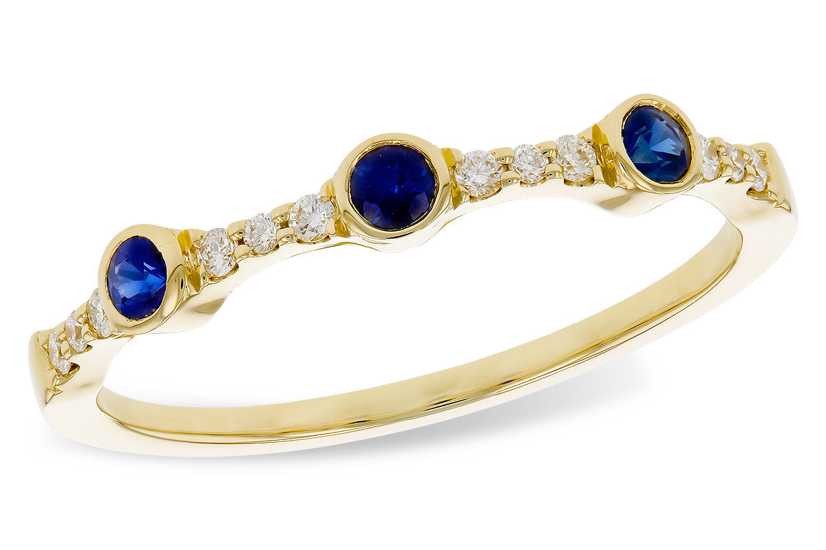 Allison Kaufman Sapphire & Diamond Wedding Band in 14K Yellow Gold, 0.25 ctw