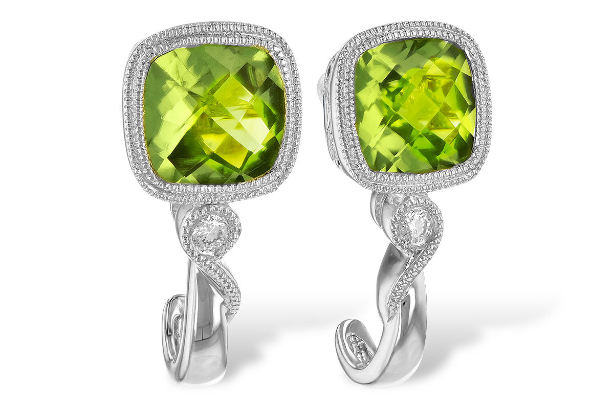 Allison Kaufman Peridot & Diamond Earrings in 14K White Gold, 2.05 ctw