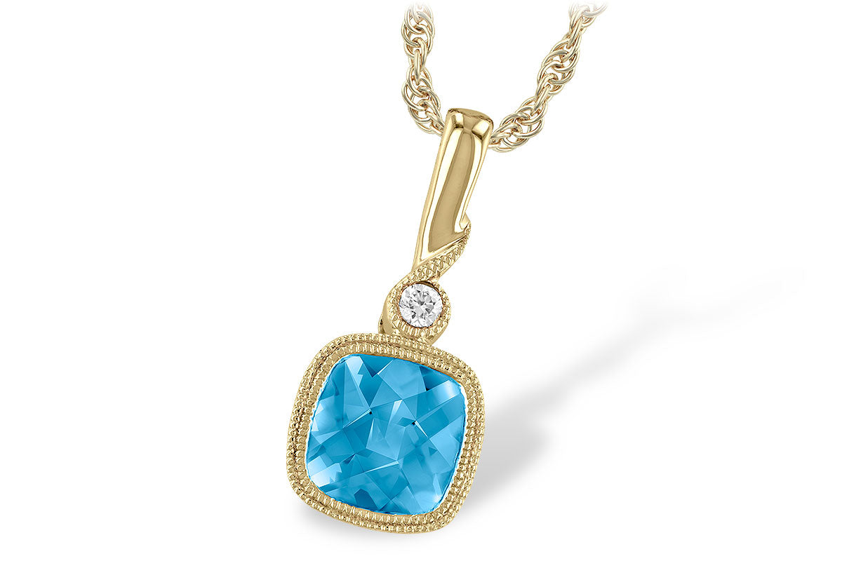 Allison Kaufman Blue Topaz & Diamond Necklace in 14K Yellow Gold, 1.05 ctw (X18942)