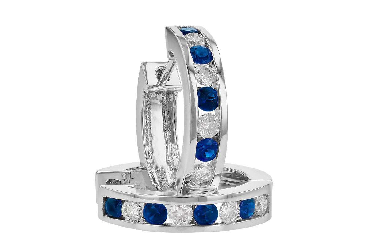 Allison Kaufman Sapphire & Diamond Earrings in 14K White Gold, 1.02 ctw, alternate view