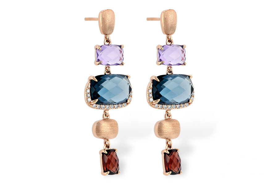 Allison Kaufman Multi-Gemstone & Diamond Earrings in 14K Rose Gold, 9.25 ctw