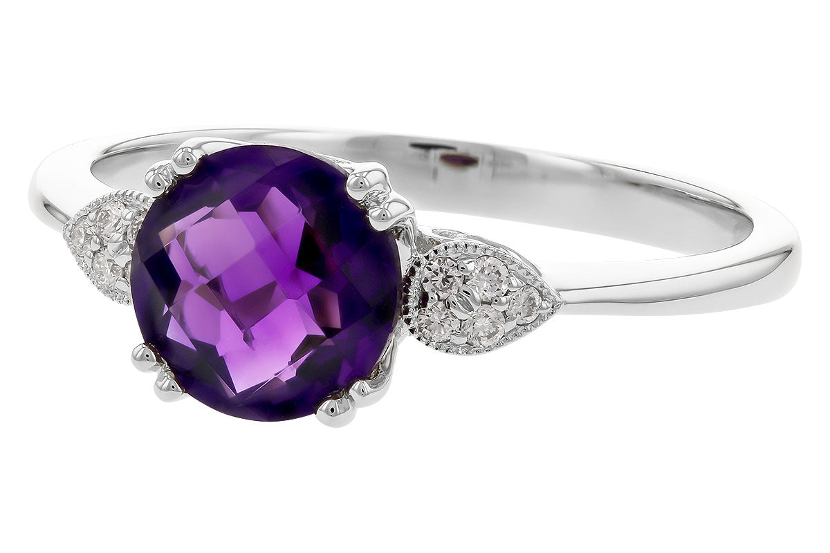 Allison Kaufman Amethyst & Diamond Ring in 14K White Gold, 1.15 ctw, alternate view
