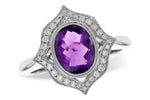 Allison Kaufman Amethyst & Diamond Ring in 14K White Gold, 1.70 ctw