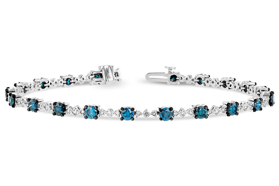 Allison Kaufman Blue Diamond Bracelet in 14K White Gold, 4.05 ctw
