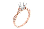 Allison Kaufman Diamond Engagement Ring Semi-Mount in 14K Rose Gold, 0.11 ctw (L7812), alternate view